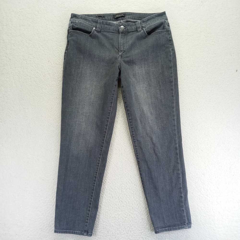 Talbots Flawless Five-Pocket Boyfriend Jeans Grey Stretch Denim Womens 12